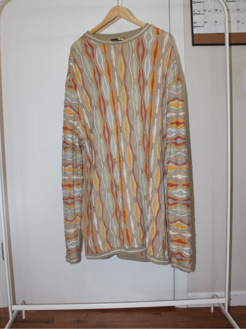 Vintage Thrifted COOGI Australia Men's Multicolor Wave-Pattern Cable Knit